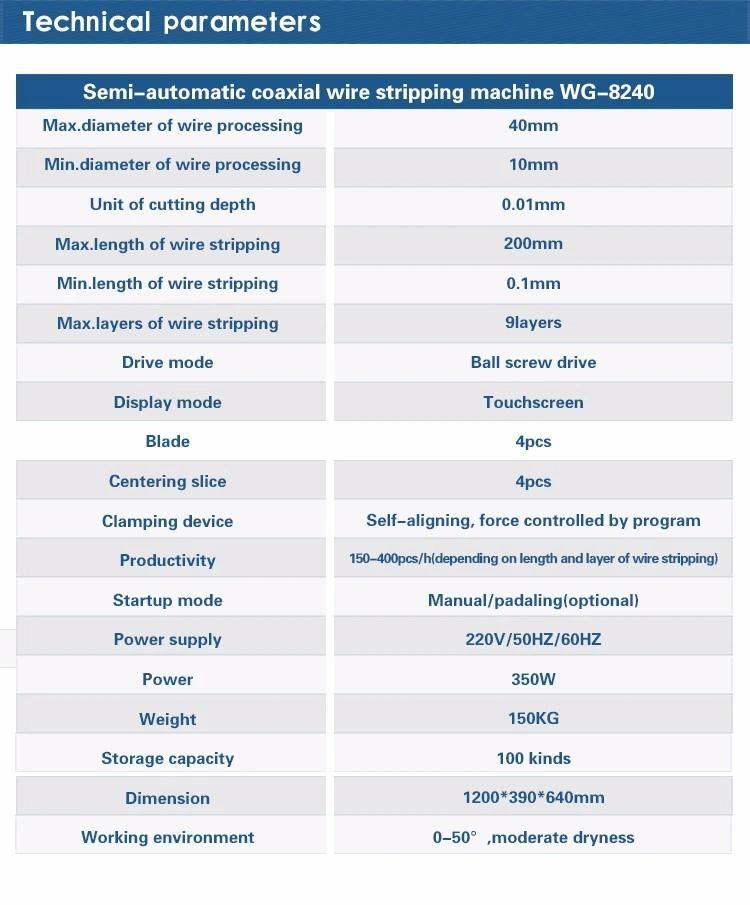 Semi-Automatic Electric Coaxial Wire 10mm-40mm Stripping Machine (WG-8240)