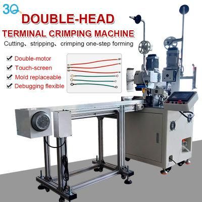 3q Non-Standard Custom Vibrating Plate Automatic Feeding Double Head Sheathed Wire Loose Terminal Crimping Machine