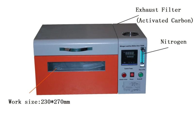 PCB SMT SMD Nitrogen Lead-Free Small Desktop Reflow Oven T200n