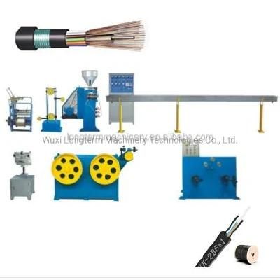 Fiber Optical Outdoor Cable Extrusion Machine in Wire and Cable Manufacturing Line. Fibre Optic Drop Cable Sheath Wire Extrusion Machine~