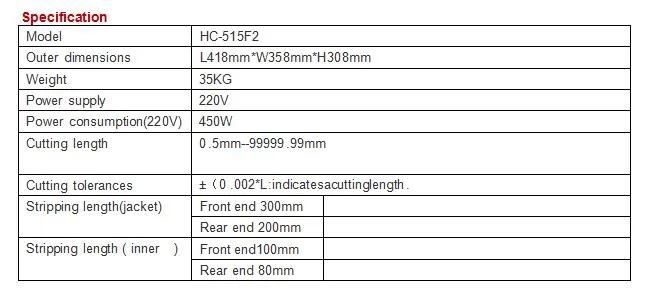 Hc-515f 0.1-10mm2 Automatic Sheath Cable Cutter and Stripper