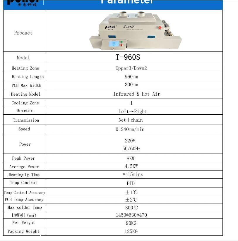 T960s Channel Reflow Oven for SMT Solder in Benchtop