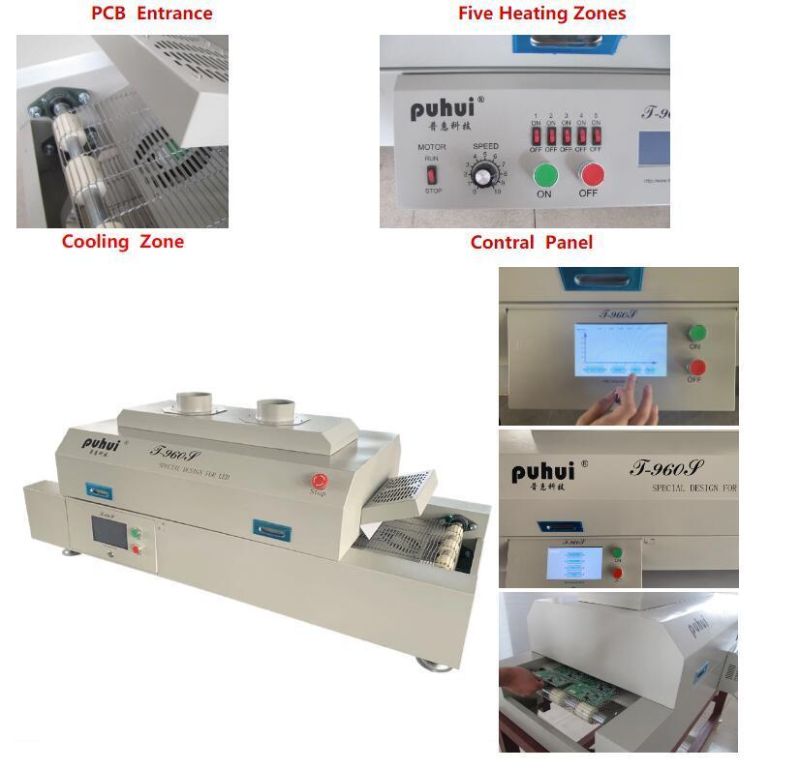 T960s Reflow Oven Puhui Factory Price with 6 Heating Zones