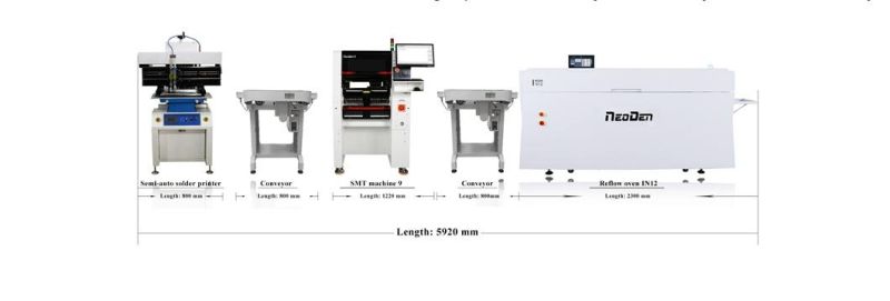 Small SMT Pick Place Machine for PCB Production Line with 4 Nozzle Heads and 40+ Feeders