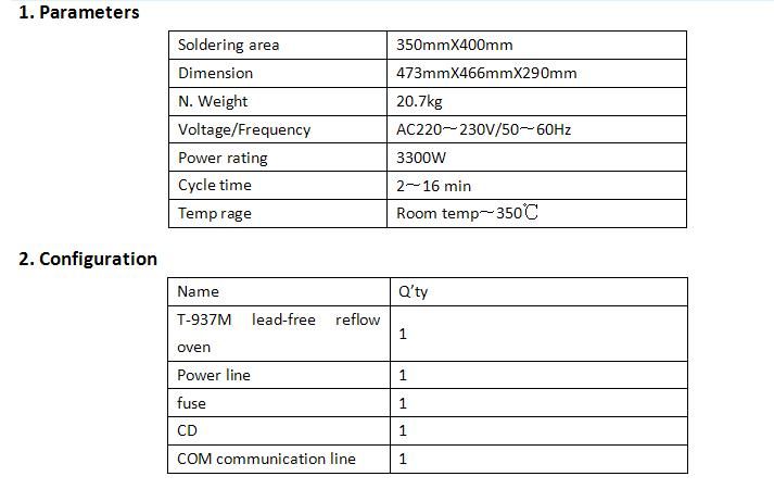 Desktop Reflow Oven T937, LED SMT Reflow Oven T-937m