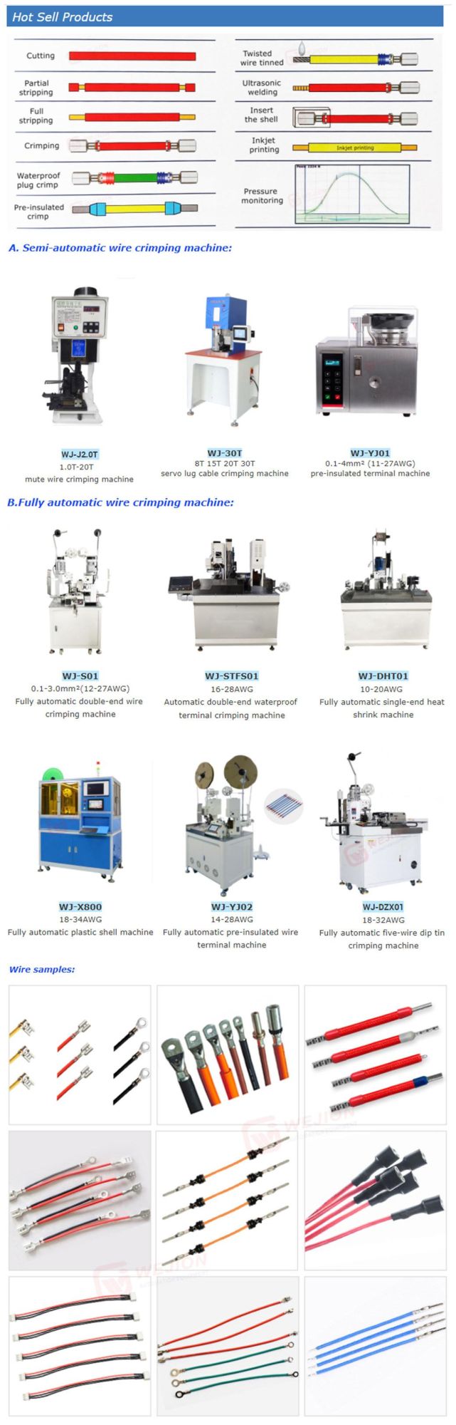 WJ1254 Automatic five wires electric cable Cutting Peeling machine crimping dipping tin machine wire twister