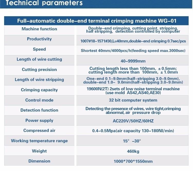 Top Quantity New Model Full-Automatic Double-End Terminal Crimping Machine Automatic Wire Cut Strip and Crimp Machine (WG-01)