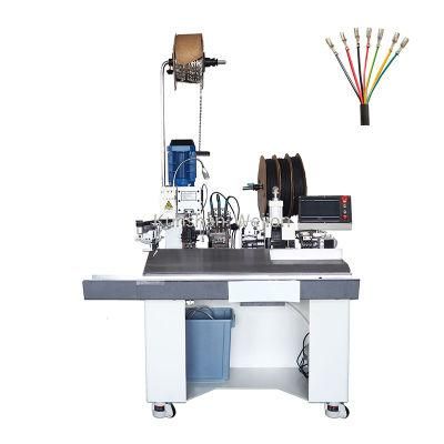 Automatic jacket cable multi core sheath wire stripping and terminal lugs crimping machine