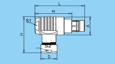 Qm F Series Twn 90-Angle Glue Dispenser Push Pull Connector