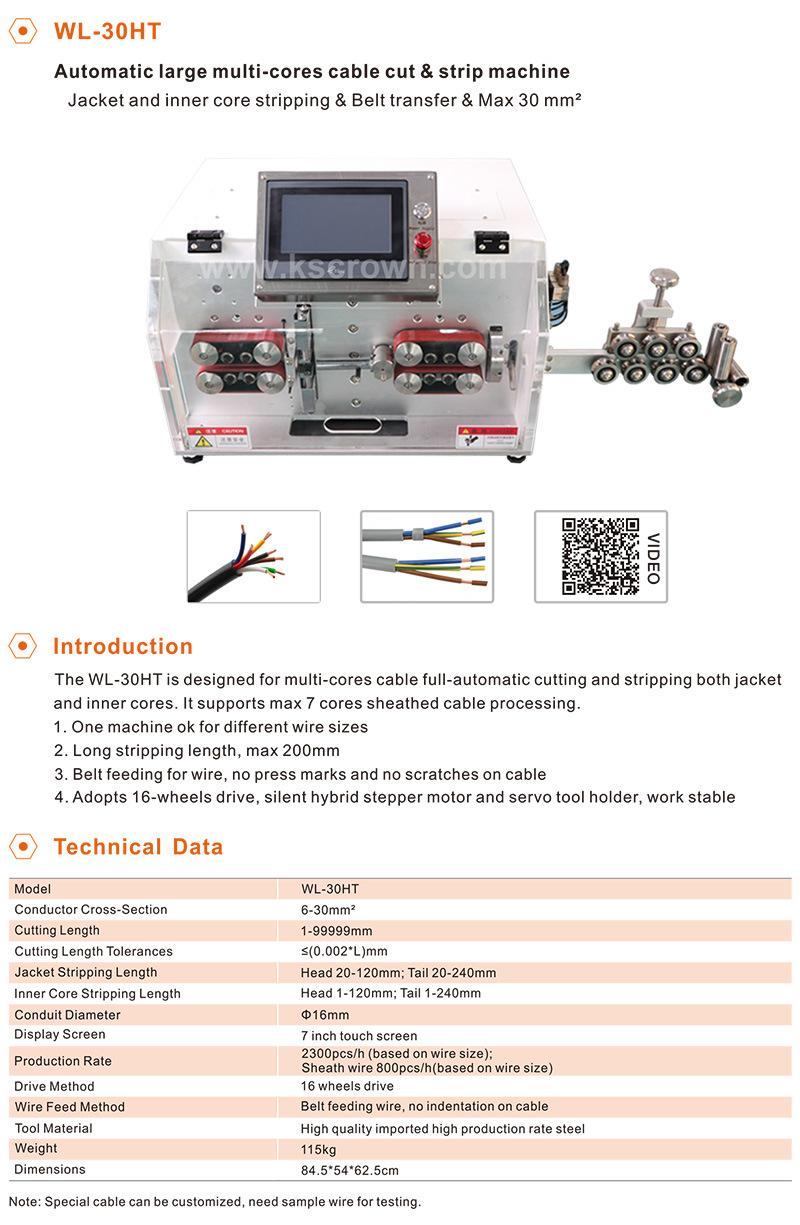 Automatic Sheathed Flat Cable PVC Jacket Wire Cutting Stripping Machine Wl-30