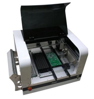 Small SMT Pick Place Machine for PCB Production Line with 4 Nozzle Heads and 40+ Feeders