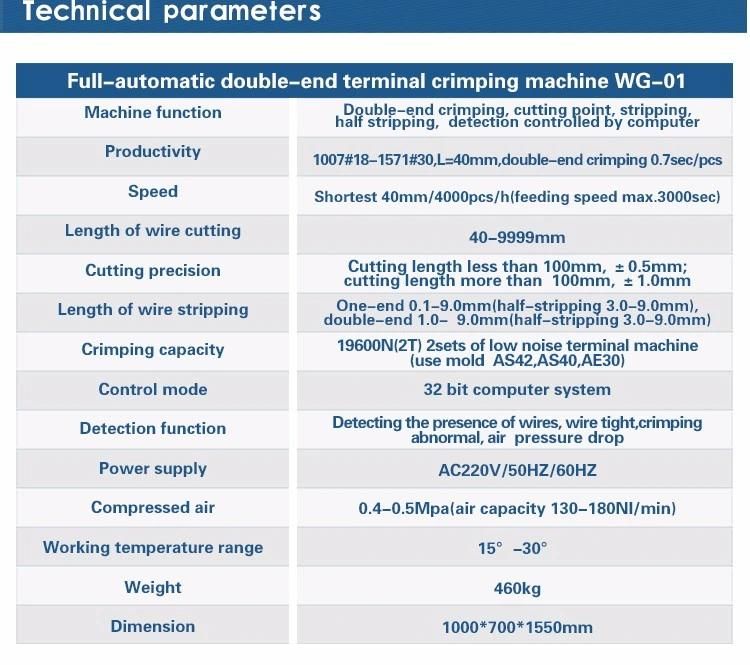 Full Automatic Double-End Wire Mute Terminal Crimping Tool/Hydraulic Hose Crimping Machine /Terminal Crimping Machine (WG-01)