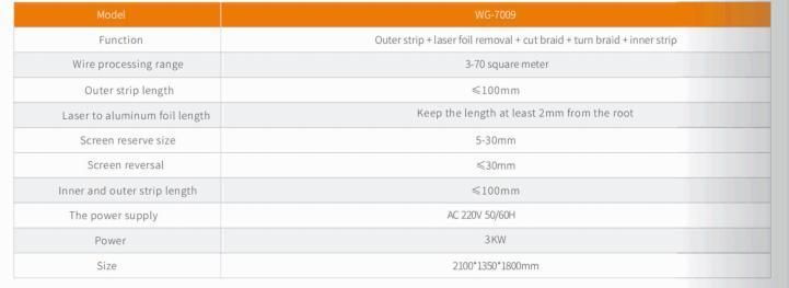 Wire Harness Charger Cable High-Voltage Cable Processing Outer Stripping, Laser Foil Removal, Cut Weave, Turn Weave, Inner Stripping Machine (WG-7009)